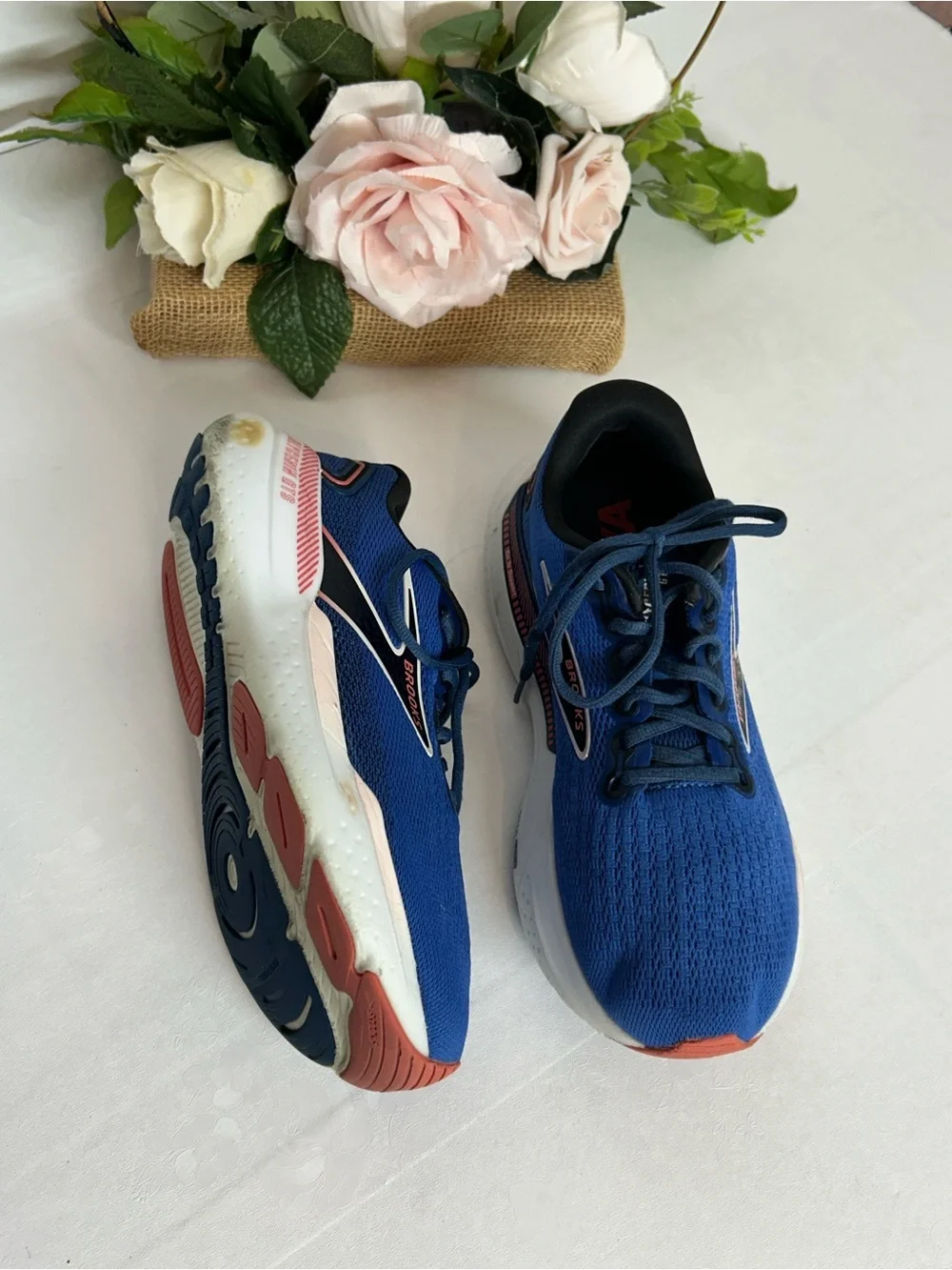 Brooks Blue Running Shoes with Orange Accents